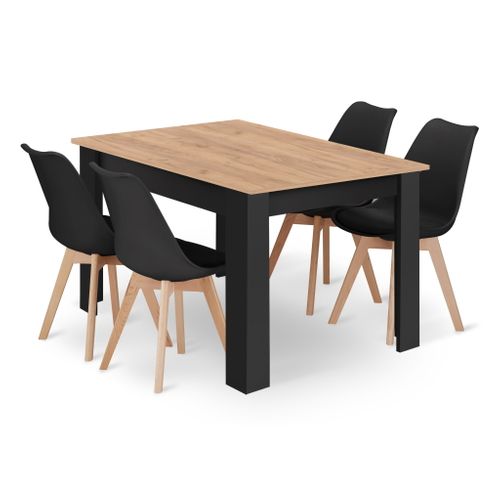 Ensemble Table Rectangulaire 120x80 Craft + 4 Chaises Mark Noires