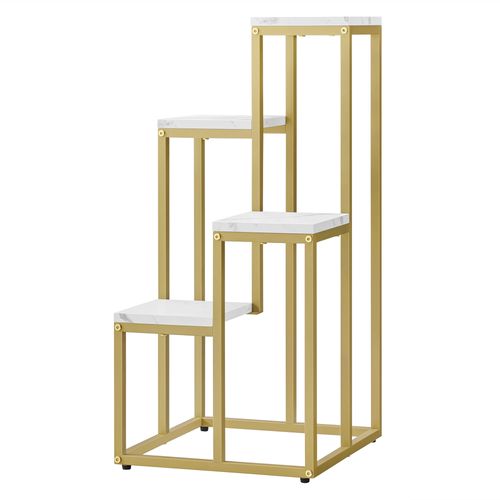 Support Pour Plantes 4 Niveaux - Marbre/pieds Dorés - 78x9x41