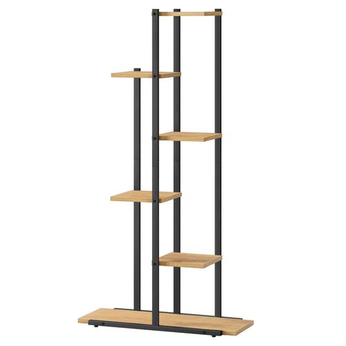 Étagère Pour Plantes 6 Niveaux - Chêne / Pieds Noirs - 69x11x27