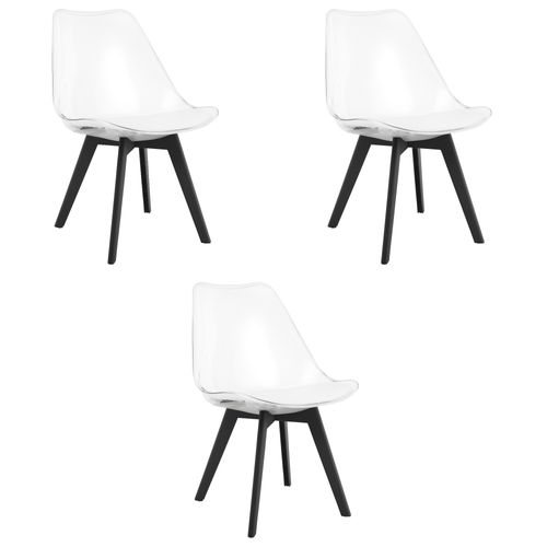 Chaise Mark - Transparentes/pieds Noirs X 3 60x50x50