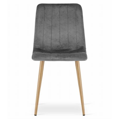 Chaise Lava - Velours Gris Foncé/pieds Couleur Bois X 1 60x50x40
