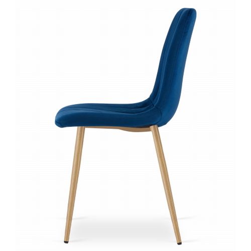 Chaise Lava - Velours Bleu Marine / Pieds Couleur Bois X 1 60x50x40