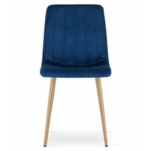 Chaise Lava - Velours Bleu Marine / Pieds Couleur Bois X 1 60x50x40