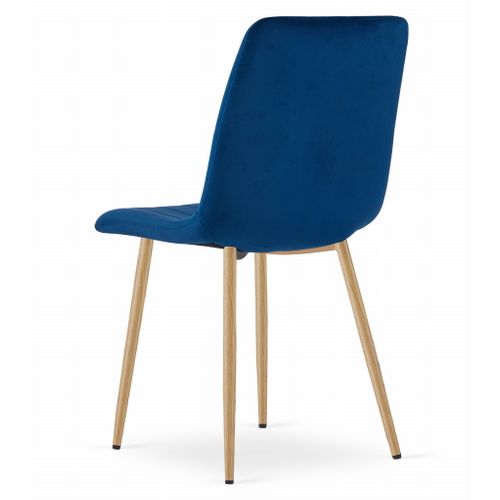 Chaise Lava - Velours Bleu Marine / Pieds Couleur Bois X 1 60x50x40