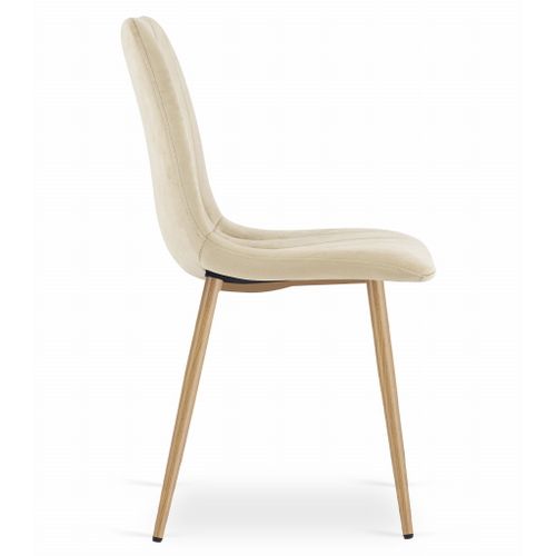 Chaise Lava - Beige Clair Velours / Pieds Couleur Bois X 1 60x50x40