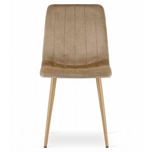 Chaise Lava - Velours Brun / Pieds Couleur Bois X 1 60x50x40