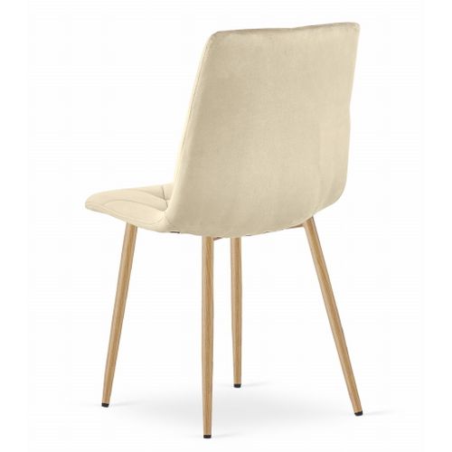 Chaise Libra - Velours Beige Clair / Pieds Couleur Bois X 1 60x50x40