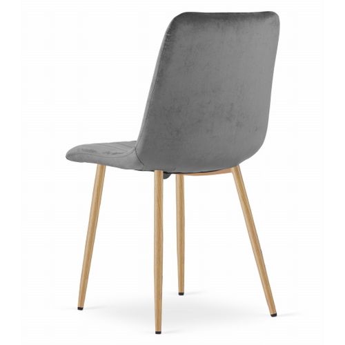 Chaise Lava - Velours Gris Foncé/pieds Couleur Bois X 2 60x50x50