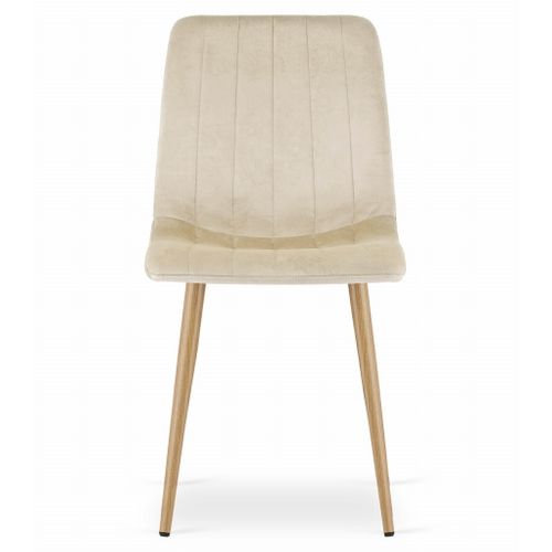 Chaise Lava - Beige Clair Velours/pieds Couleur Bois X 2 60x50x50