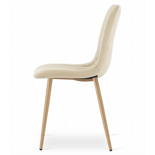 Chaise Lava - Beige Clair Velours/pieds Couleur Bois X 2 60x50x50