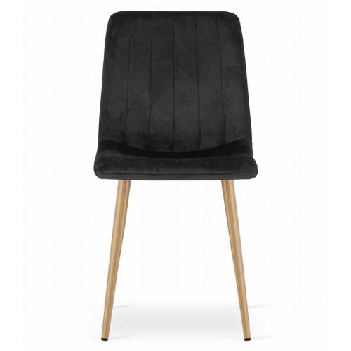 Chaise Lava - Velours Noir/pieds Couleur Bois X 3 67x58x59
