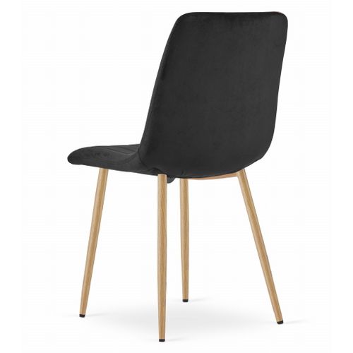 Chaise Lava - Velours Noir/pieds Couleur Bois X 3 67x58x59