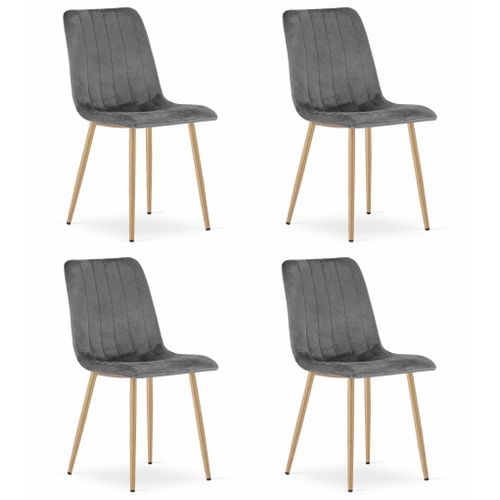 Chaise Lava - Velours Gris Foncé/pieds Couleur Bois X 4 67x58x59