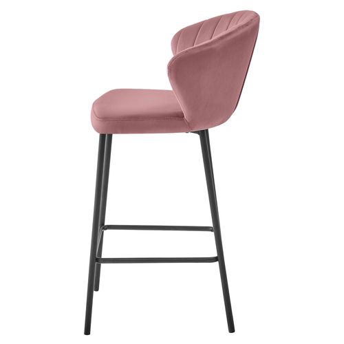 Tabouret Gatta - Velours Rose Foncé / Pieds Noirs X 1 60x50x50