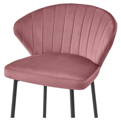 Tabouret Gatta - Velours Rose Foncé / Pieds Noirs X 1 60x50x50