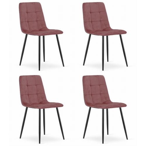 Chaise Kara - Velours Rose / Pieds Noirs X 4 67x58x59