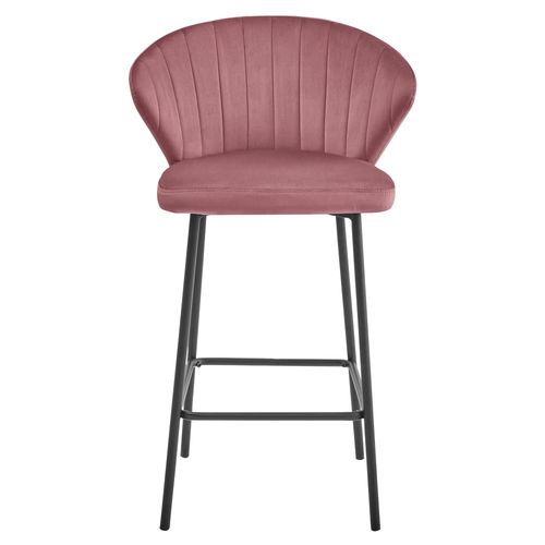 Tabouret Gatta - Velours Rose Foncé / Pieds Noirs X 2 60x50x50