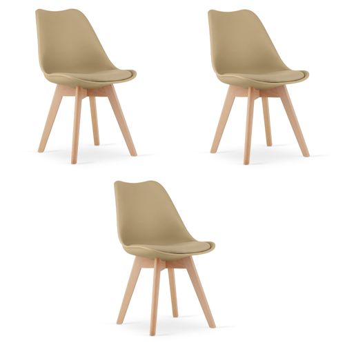 Chaise Mark - Beige Foncé / Pieds En Hêtre X 3 60x50x50