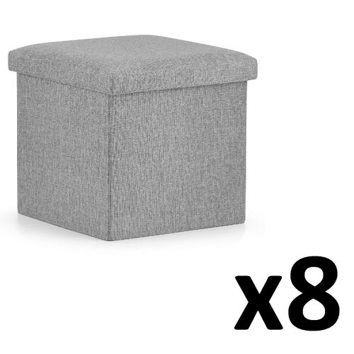 Pouf Pliant L - 38x38x38cm Gris X 8 38x46x40