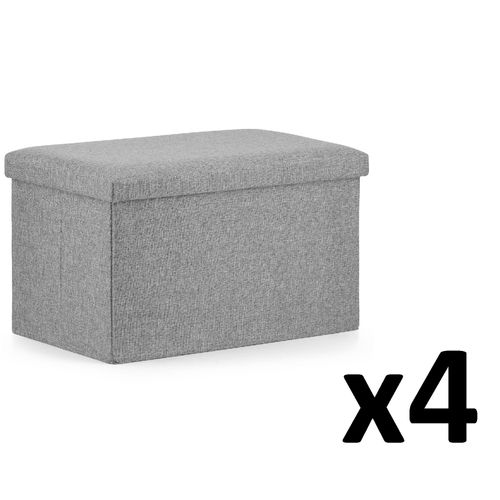 Pouf Pliant XL - 60x38x38cm Gris X 4 31x42x64