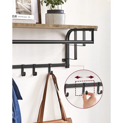 Étagère Murale Avec Crochets - Sonoma - 74x6x37