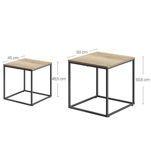 Table Carrée 2 Pièces - Chêne Sonoma / Pieds Noirs - 58x10x58