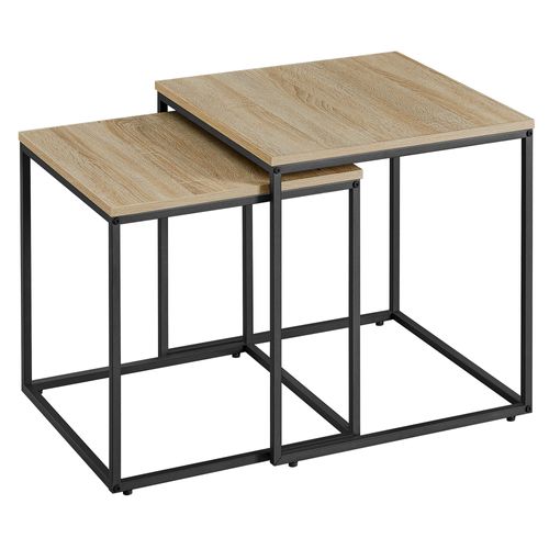 Table Carrée 2 Pièces - Chêne Sonoma / Pieds Noirs - 58x10x58