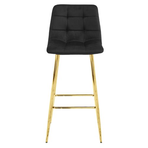 Tabouret De Bar Arceto - Velours Noir/pieds Dorés X 1 60x55x60