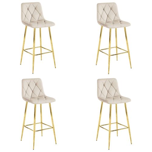 Hoker Nado - Velours Beige / Pieds Dorés X 4 73x62x46