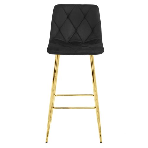 Tabouret De Bar Nado - Velours Noir/pieds Dorés X 2 60x55x60