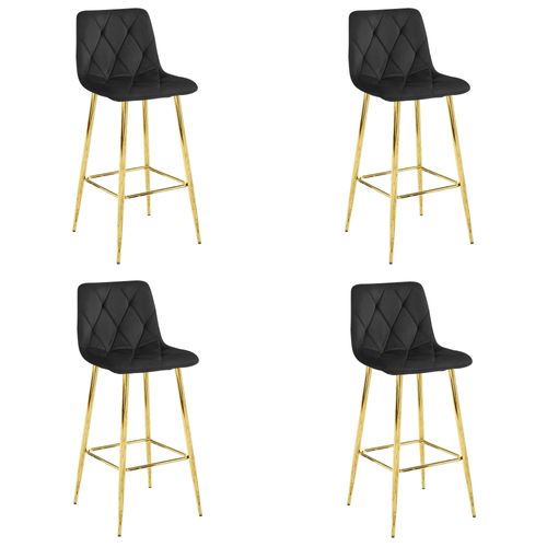 Tabouret De Bar Nado - Velours Noir/pieds Dorés X 4 73x62x46