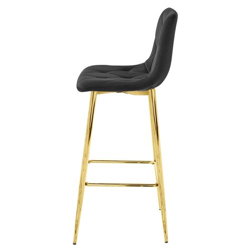 Tabouret De Bar Nado - Velours Noir/pieds Dorés X 4 73x62x46