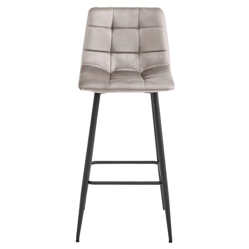 Tabouret De Bar Arceto - Velours Beige Foncé / Pieds Noirs X 2 60x55x60
