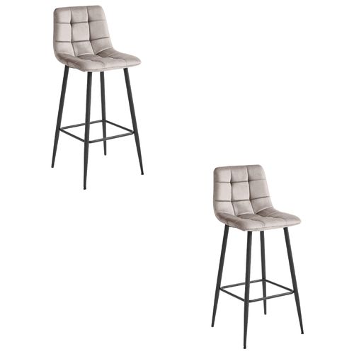 Tabouret De Bar Arceto - Velours Beige Foncé / Pieds Noirs X 2 60x55x60