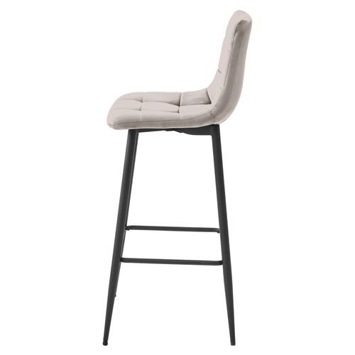 Tabouret De Bar Arceto - Velours Beige Foncé / Pieds Noirs X 2 60x55x60