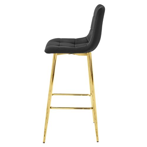 Tabouret De Bar Arceto - Velours Noir/pieds Dorés X 2 60x55x60