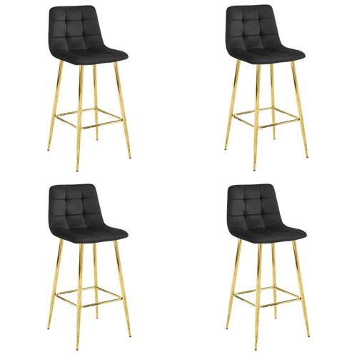 Tabouret De Bar Arceto - Velours Noir/pieds Dorés X 4 73x46x62