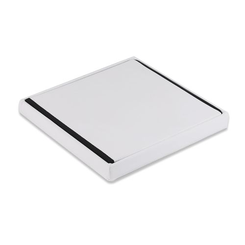 Pouf Pliable L Avec Boutons - 38x38x38cm Simili Cuir Blanc 38x6x38