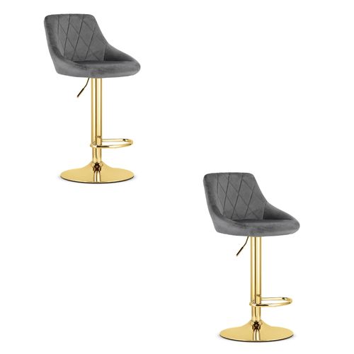 Hoker Kast - Velours Gris/base Dorée X 2 54x40x49