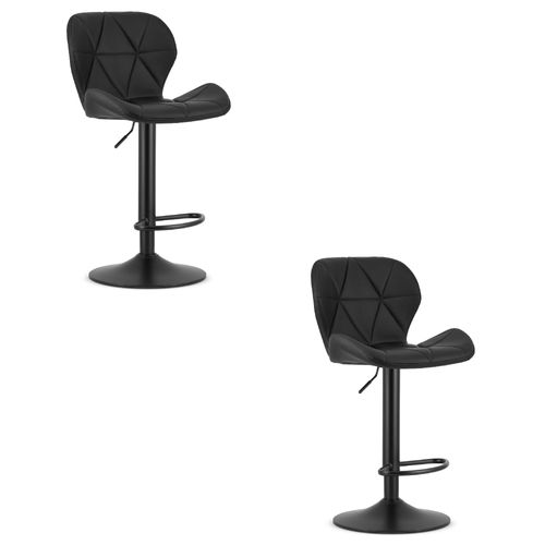 Tabouret De Bar West - Simili Cuir Noir/base Noire X 2 50x48x45