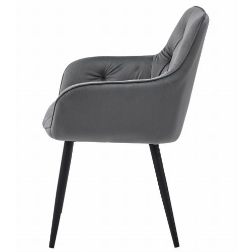 Chaise Jork - Velours Gris Foncé/pieds Noirs X 1 60x50x50