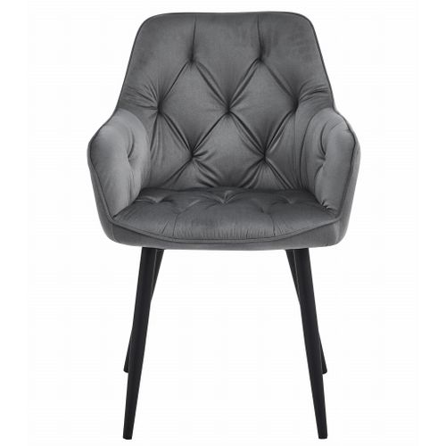 Chaise Jork - Velours Gris Foncé/pieds Noirs X 1 60x50x50
