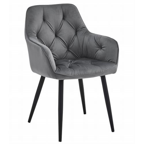 Chaise Jork - Velours Gris Foncé/pieds Noirs X 1 60x50x50
