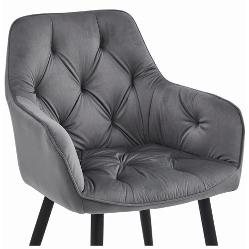 Chaise Jork - Velours Gris Foncé/pieds Noirs X 1 60x50x50