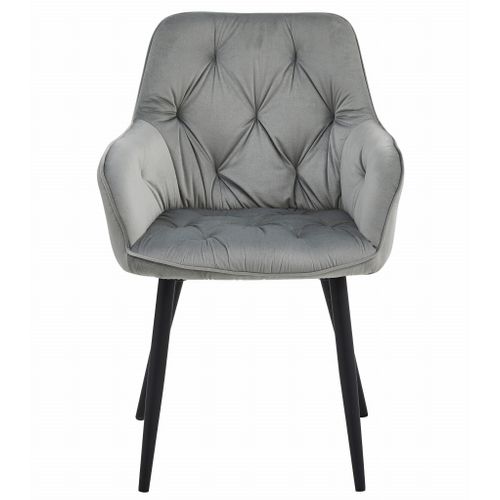 Chaise Jork - Velours Gris Argenté/piétement Noir X 1 60x50x50