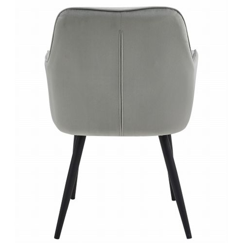 Chaise Jork - Velours Gris Argenté/piétement Noir X 1 60x50x50