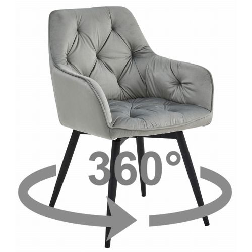 Chaise - Velours Gris Argenté/pieds Noirs X 1 60x50x50