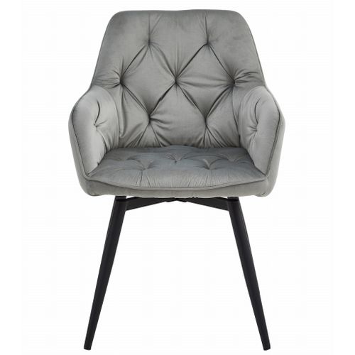 Chaise - Velours Gris Argenté/pieds Noirs X 1 60x50x50