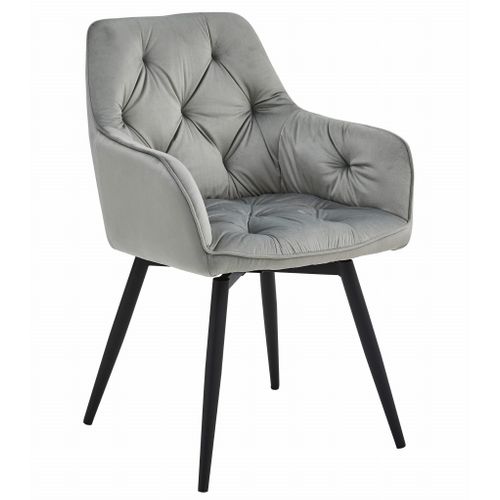 Chaise - Velours Gris Argenté/pieds Noirs X 1 60x50x50