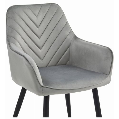 Chaise Nana - Velours Gris Argenté/pieds Noirs X 1 60x50x50